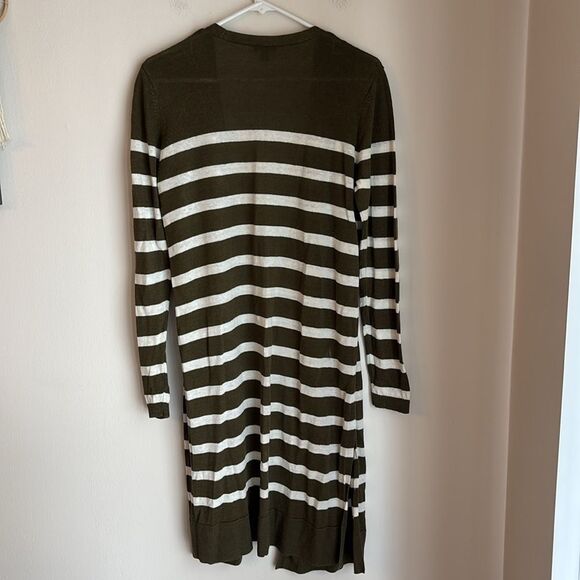 Talbots Women’s 100% linen knit duster long open cardigan Olive Knit Sweater med - Picture 8 of 8